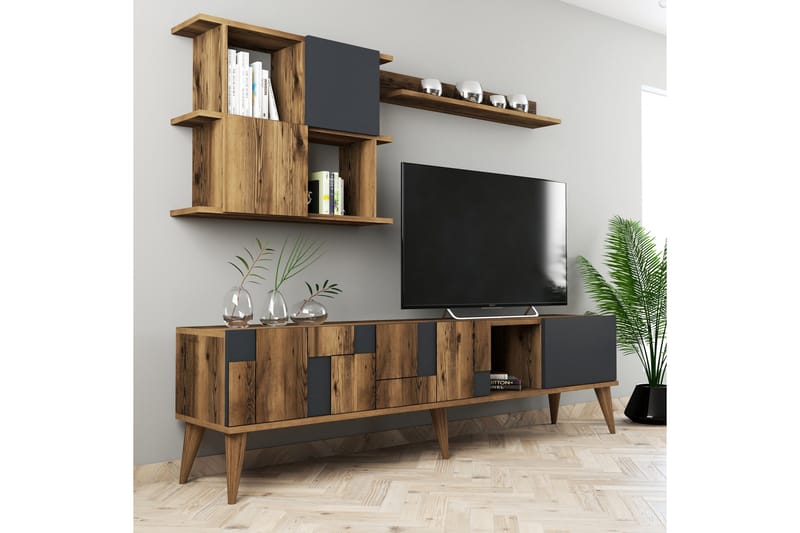 Alsacia Tv-möbelset 180 cm - Mörkbrun/Antracit - Möbler - Tv möbel & mediamöbel - TV-möbelset