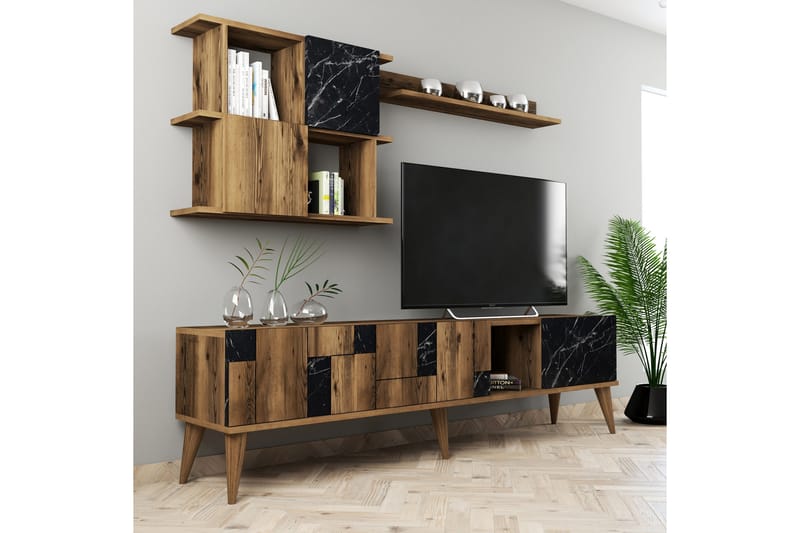 Alsacia Tv-möbelset 180 cm - Mörkbrun/Svart - Möbler - Tv möbel & mediamöbel - TV-möbelset
