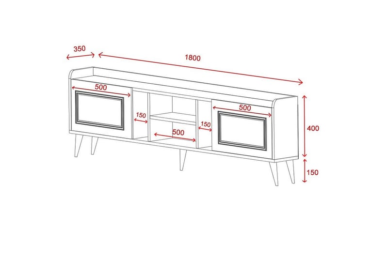 Alyasmin Tv-möbelset 180x27 cm Vit/Guld - Hanah Home - Möbler - Tv möbel & mediamöbel - TV-möbelset