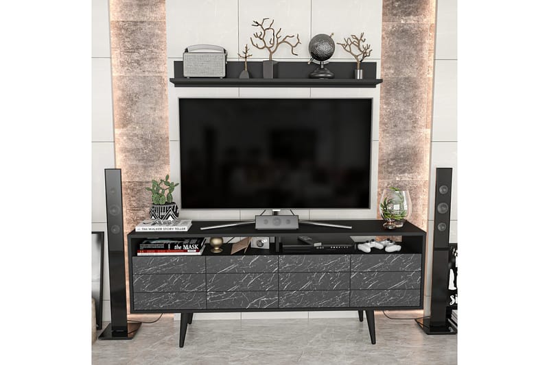Andifli Tv-möbelset 160x64,5 cm - Svart - Möbler - Tv möbel & mediamöbel - TV-möbelset