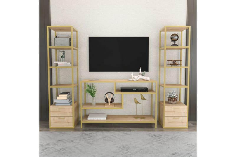 Andifli Tv-möbelset 198x160 cm - Guld - Möbler - Tv möbel & mediamöbel - TV-möbelset