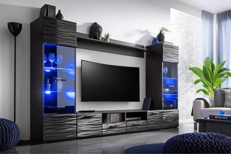 Apryl Mediamöbel 260 cm - Svart - Möbler - Tv-möbler & mediamöbler - TV-möbelset