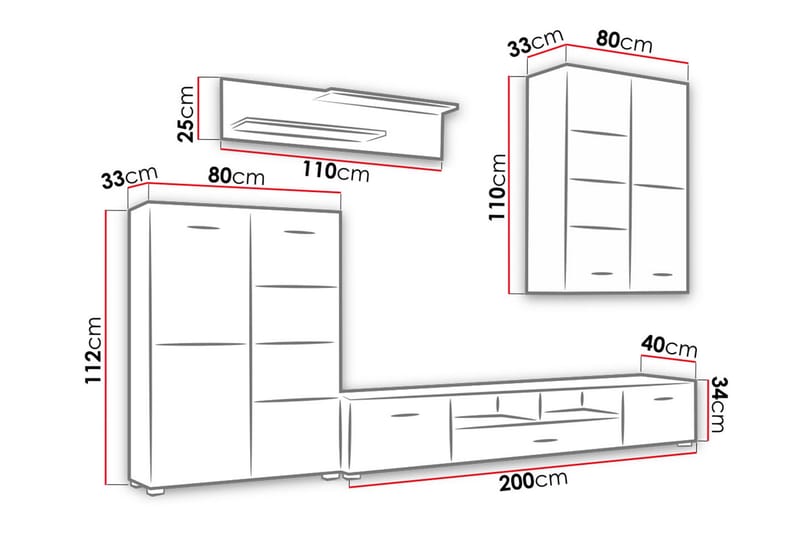 Apryl Mediamöbel 280 cm - Svart - Möbler - Tv-möbler & mediamöbler - TV-möbelset