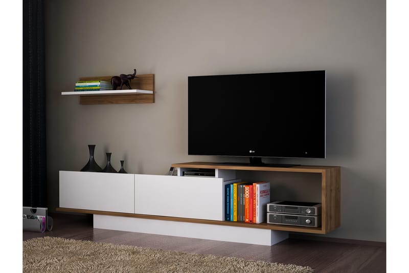 Azoula Tv-bänk - Vit/Valnöt - Möbler - Tv möbel & mediamöbel - TV-möbelset