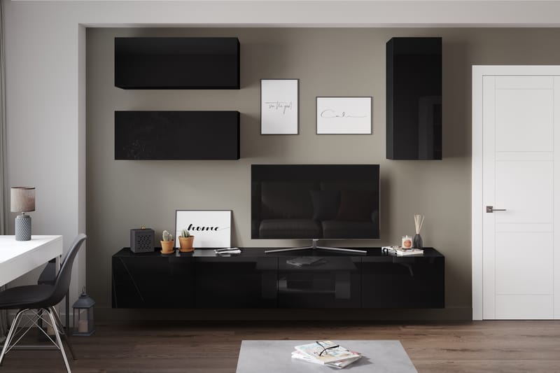 Badachro Tv-Möbelset 41x240 cm - Svart - Förvaring - Skåp - Förvaringsskåp