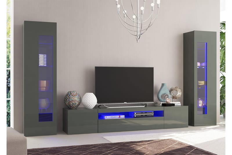 Daiquiria Tv-möbelset 290x162 cm - Glas/Antracit Högglans - Möbler - Tv-möbler & mediamöbler - TV-möbelset