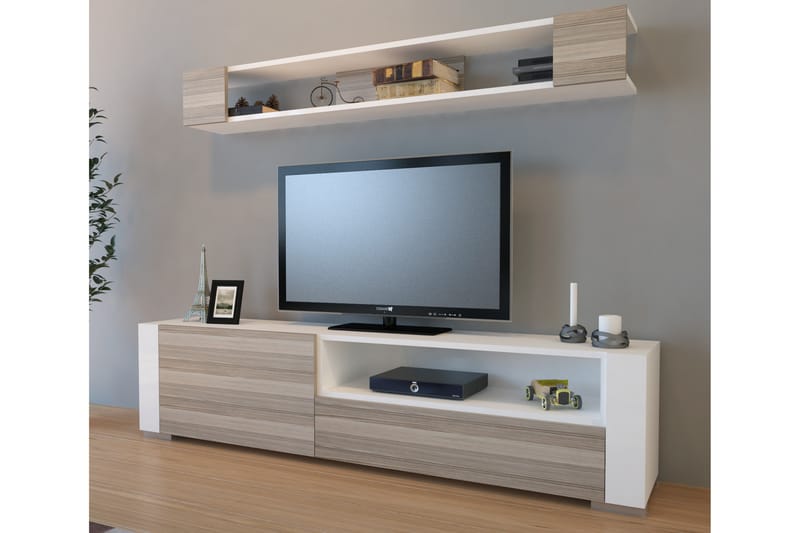 Decorotika Tv-bänk med Vägghylla - Vit - Möbler - TV- & Mediamöbler - TV-möbelset