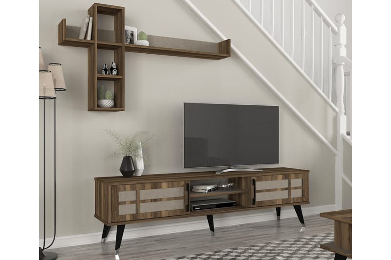 Delevan Tv-möbelset 180 cm - Mörkbrun - Förvaring - Förvaringsmöbler - Sideboard & skänk