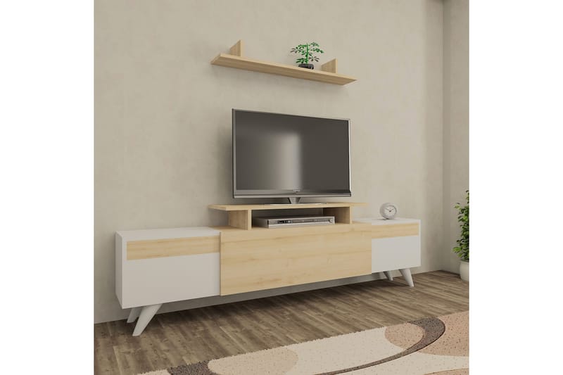 Dhivya TV-Möbelset 180 cm - Vit|Ek - Möbler - Tv möbel & mediamöbel - TV-möbelset