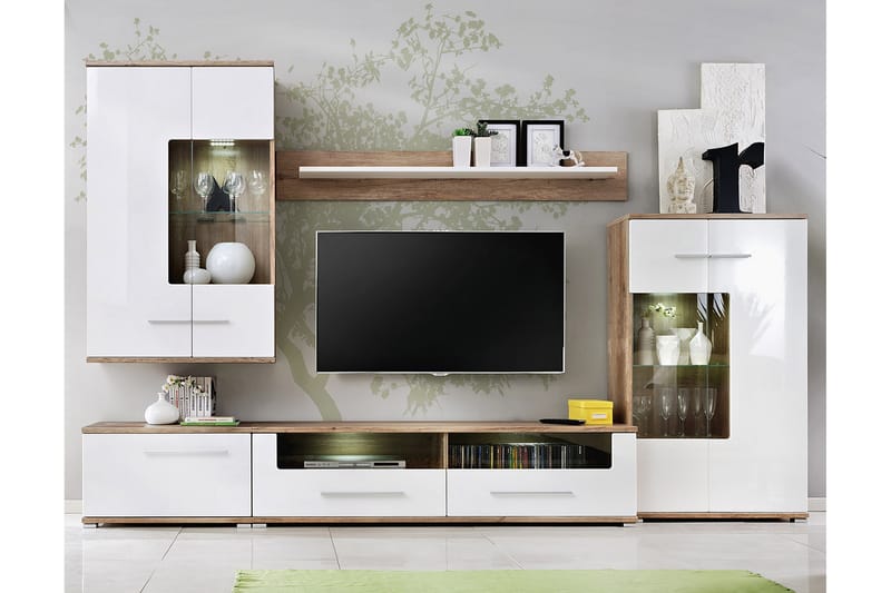 Dietz Mediamöbel 310 cm - Trä/Natur/Vit - Möbler - Tv möbel & mediamöbel - TV-möbelset