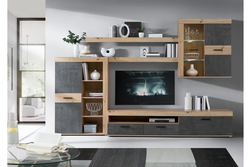Dolnis Tv-möbelset 41x300 cm - Brun/Grå - Möbler - Tv möbel & mediamöbel - TV-möbelset