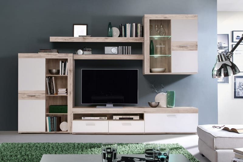 Dolnis Tv-möbelset 41x300 cm - Brun/Vit - Möbler - Tv möbel & mediamöbel - TV-möbelset