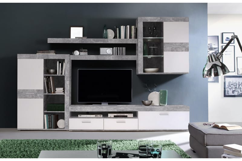 Dolnis Tv-möbelset 41x300 cm - Vit/Grå - Möbler - Tv möbel & mediamöbel - TV-möbelset