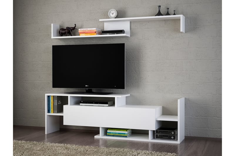 Dreamiol Tv-bänk med Vägghylla - Vit - Möbler - Tv möbel & mediamöbel - TV-möbelset
