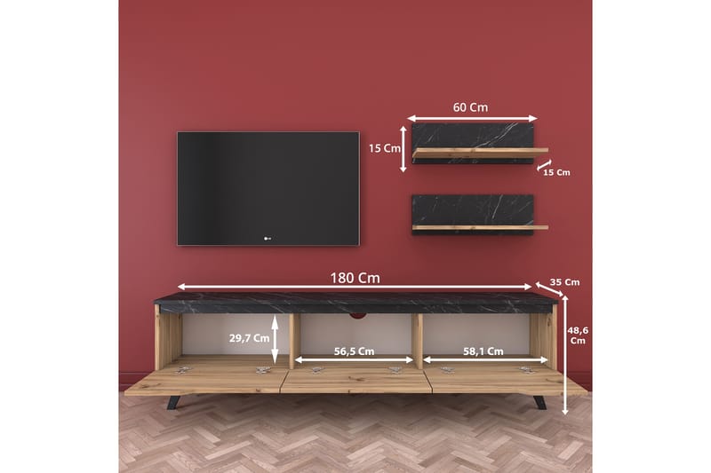 Erickslund TV-möbelset 180 cm - Brun - Möbler - Tv möbel & mediamöbel - TV-möbelset