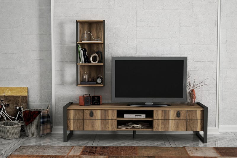 Furny Home Tv-bänk - Valnöt - Möbler - Tv-möbler & mediamöbler - TV-möbelset