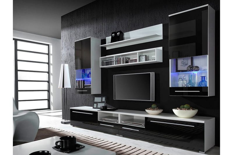 Hilts TV-möbelset 260x190 cm LED-belysning - Svart/Vit/RGB LED - Möbler - Tv möbel & mediamöbel - TV-möbelset