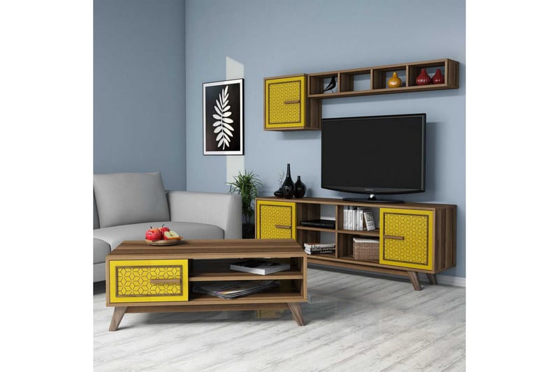 Hovdane TV-Möbelset 160 cm - Brun/Gul - Möbler - Tv möbel & mediamöbel - TV-möbelset