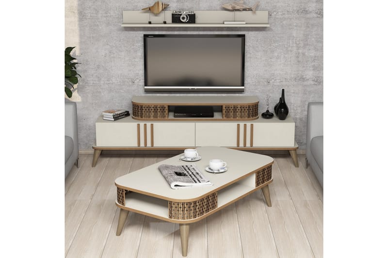 Hovdane TV-Möbelset 168 cm - Brun/Vit - Möbler - Tv möbel & mediamöbel - TV-möbelset