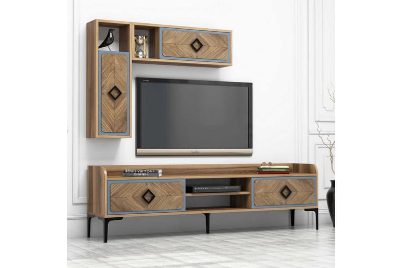 Hovdane TV-Möbelset 180 cm - Brun/Blå - Möbler - Tv möbel & mediamöbel - TV-möbelset