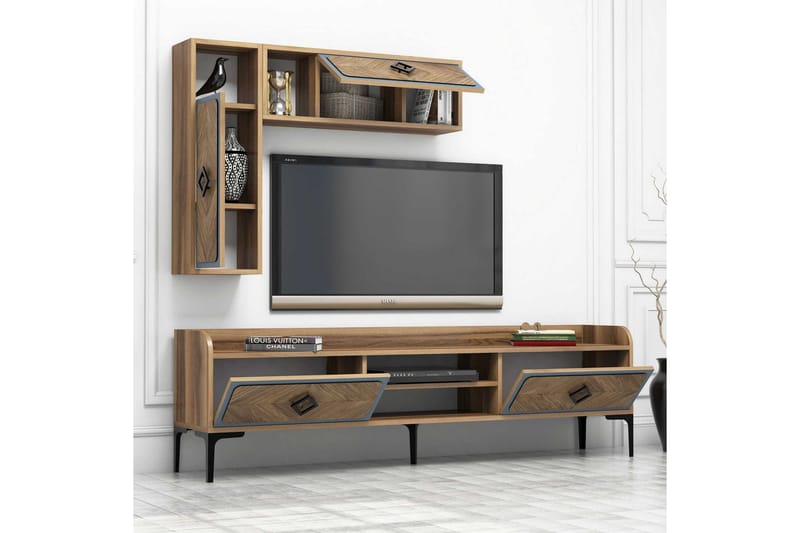 Hovdane TV-Möbelset 180 cm - Brun/Blå - Möbler - Tv möbel & mediamöbel - TV-möbelset