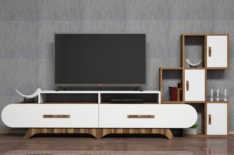Hovdane TV-Möbelset 205 cm - Brun/Vit - Möbler - Tv möbel & mediamöbel - TV-möbelset