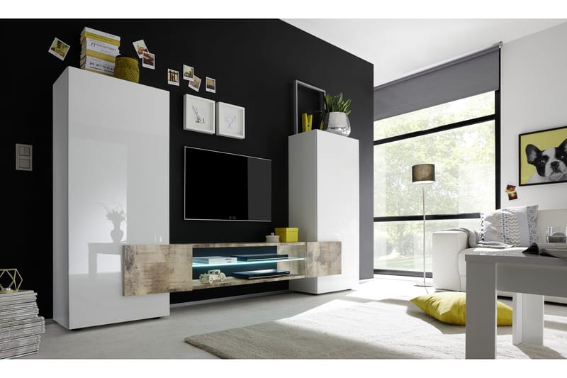 Incastro TV-möbel 258 cm - Vit/Natur - Möbler - Tv möbel & mediamöbel - TV-möbelset