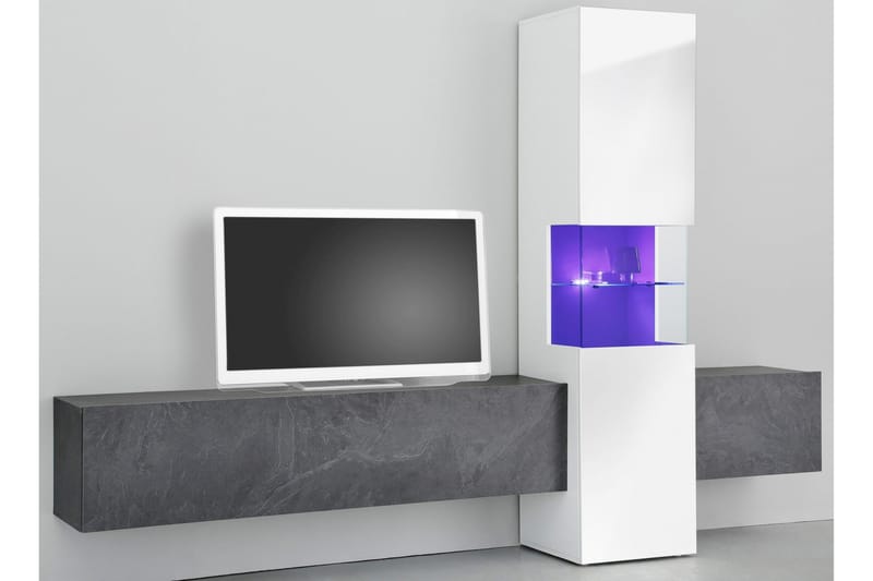 Incontro Tv-möbelset 265x181 cm - Glas/Vit/Svart - Möbler - Tv-möbler & mediamöbler - TV-möbelset