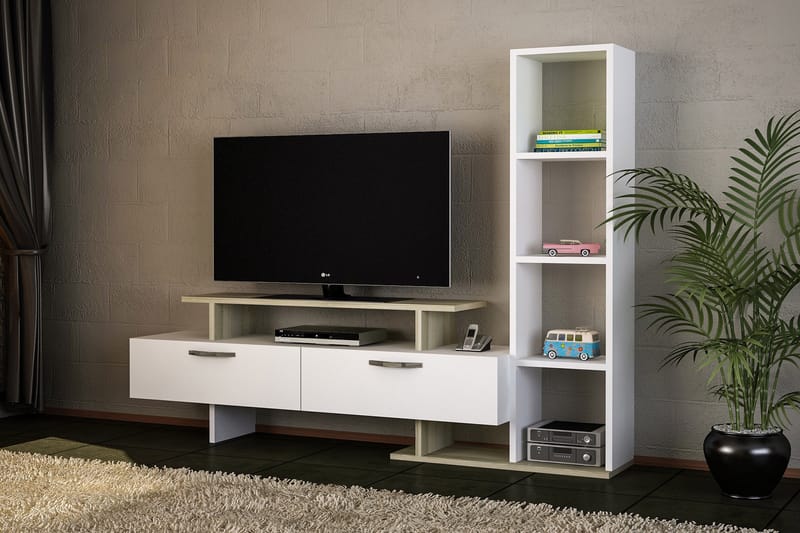 Isora Tv-Bänk med Bokhylla - Vit - Möbler - Tv-möbler & mediamöbler - TV-möbelset