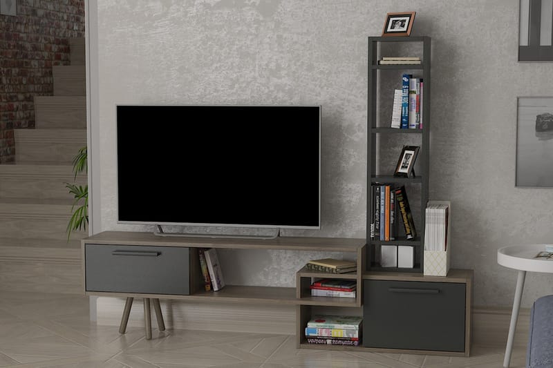 Keachi Tv-möbelset 167 cm - Antracit/Mörkbrun/Svart - Möbler - Tv möbel & mediamöbel - TV-möbelset