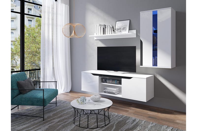 Lanco TV-möbelset - Vit Högglans/Vit Led-Belysning - Möbler - Tv möbel & mediamöbel - TV-möbelset