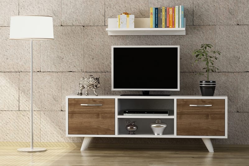 Liarras Tv-bänk - Vit/Valnöt - Möbler - Tv möbel & mediamöbel - TV-möbelset