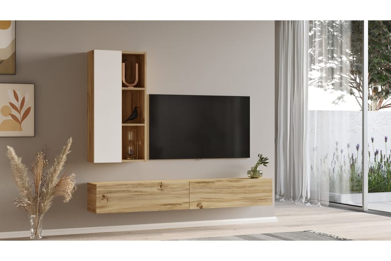 Lozyno Tv-möbelset 175 cm - Natur/Vit - Möbler - Tv-möbler & mediamöbler - TV-möbelset