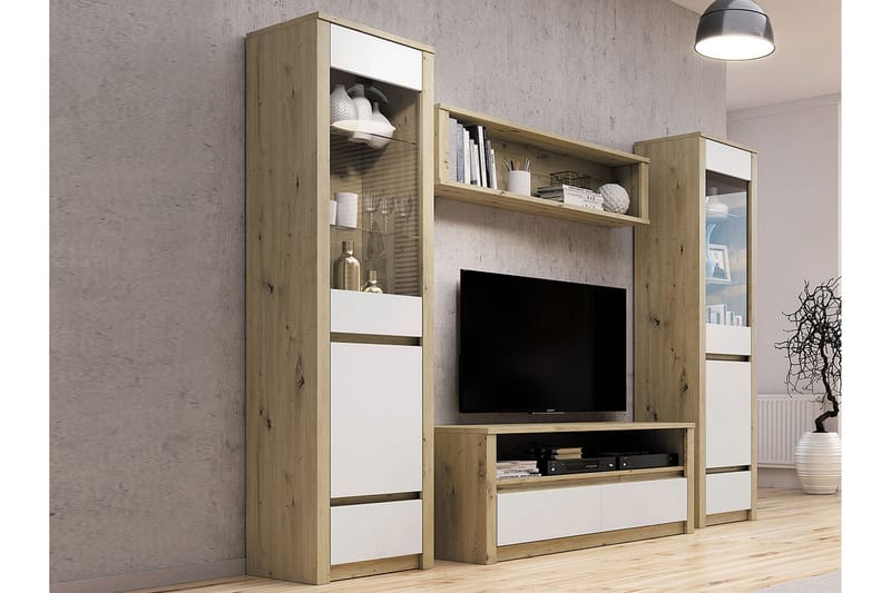 Maltatal Tv-möbelset 130 cm - Ek/Vit - Möbler - Tv möbel & mediamöbel - TV-möbelset
