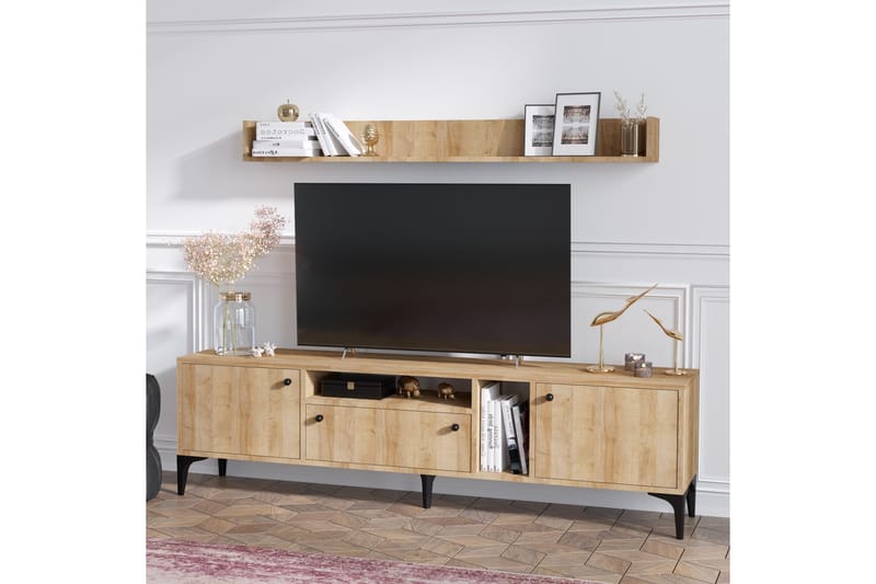 Meriadec Tv-möbelset 150 cm - Natur/Svart - Möbler - Tv möbel & mediamöbel - TV-möbelset