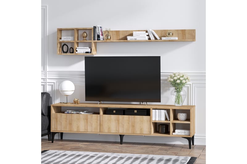 Metehan Tv-möbelset 180 cm - Natur/Svart - Möbler - Tv möbel & mediamöbel - TV-möbelset