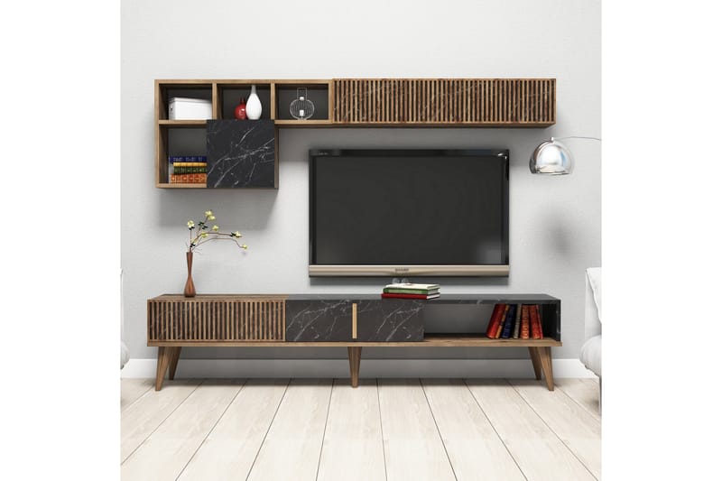 Millay TV-Möbelset 180 cm - Valnöt/Svart - Möbler - Möbelset - Möbelset för vardagsrum