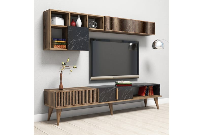 Millay TV-Möbelset 180 cm - Valnöt/Svart - Möbler - Tv möbel & mediamöbel - TV-möbelset