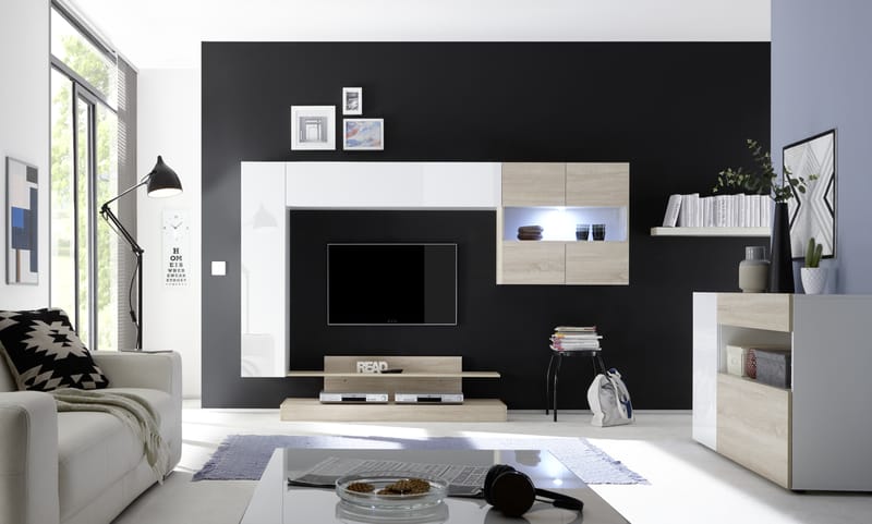 Nicery Mediamöbel 248 cm - Vit/Brun - Möbler - Tv möbel & mediamöbel - TV-möbelset
