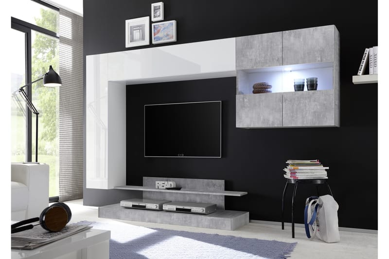 Nicery Mediamöbel 248 cm - Vit/Grå - Möbler - Tv-möbler & mediamöbler - TV-möbelset