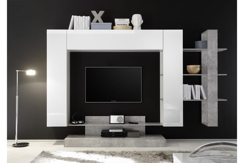 Nicery Mediamöbel 259 cm - Vit/Grå - Möbler - Tv möbel & mediamöbel - TV-möbelset