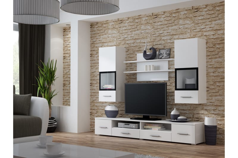 Snowa Tv-möbelset 200x42x190 cm - Glas/Vit - Möbler - Tv möbel & mediamöbel - TV-möbelset