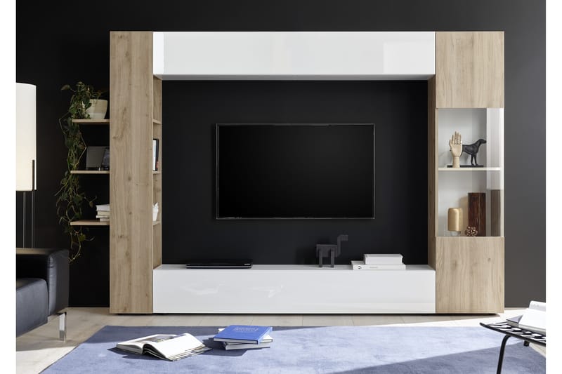 Sorano Modern TV-möbelset 295 cm - Vit/Trä - Möbler - Tv-möbler & mediamöbler - TV-möbelset