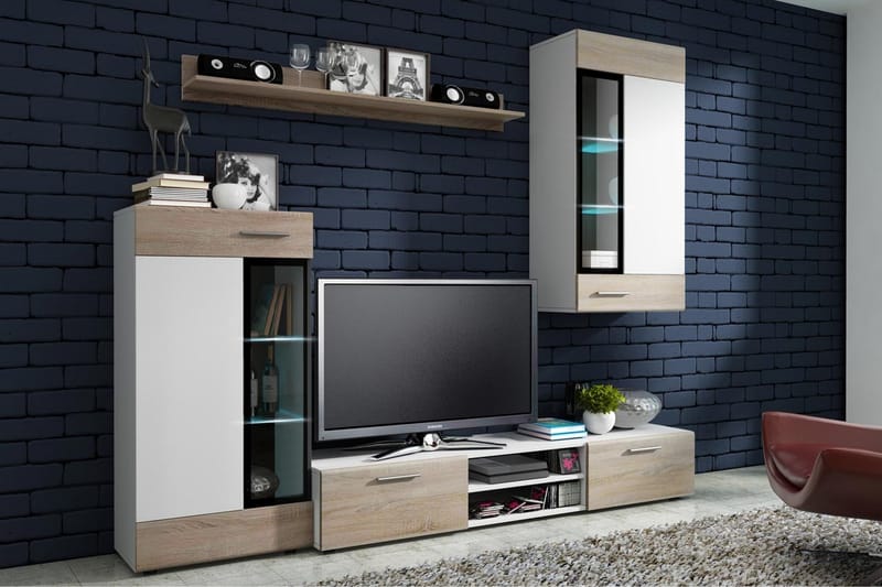 Tango TV-möbelset - Vit/Ek/Vit LED - Möbler - Tv möbel & mediamöbel - TV-möbelset