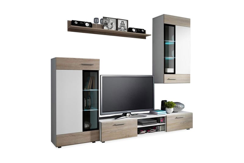 Tango TV-möbelset - Vit/Ek/Vit LED - Möbler - Tv möbel & mediamöbel - TV-möbelset