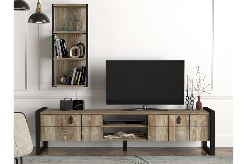 Tera Home Tv-bänk Med Vägghylla - Beige - Möbler - Tv möbel & mediamöbel - TV-möbelset