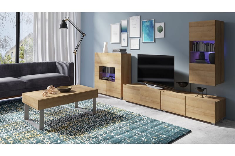 Tessan TV-möbelset - Ek/Vit Led-Belysning - Möbler - Tv möbel & mediamöbel - TV-möbelset