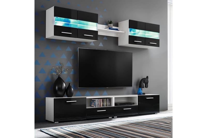 Tessitore TV-möbelset LED-belysning 5 Delar - Svart - Möbler - Tv möbel & mediamöbel - TV-möbelset