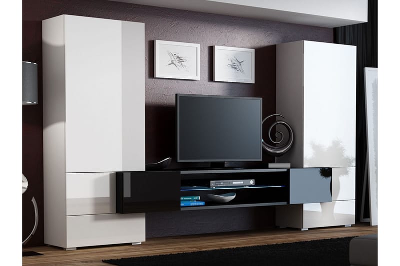 Tori TV-möbelset & LED 278x46x162 cm - Grå/Vit/RGB LED - Möbler - Tv möbel & mediamöbel - TV-möbelset