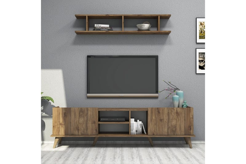 TV-möbelset 34x180 cm 2 Skåp - Valnöt - Möbler - Tv möbel & mediamöbel - TV-möbelset